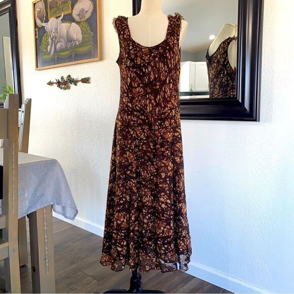 Jones New York Silk Butterfly Print Scoop Neck Sleeveless Maxi Dress Size 16 NWT - Picture 1 of 14